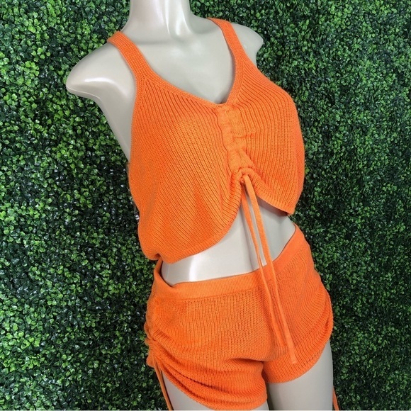 two piece orange knit set - Picture 2 of 5